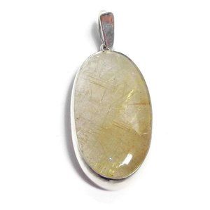 Golden Rutilated Quartz 925 Silver Pendant, Natural HIGH Quality Rutile Quartz